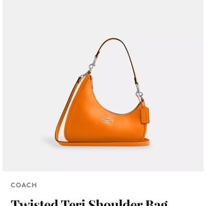 Coach Vibrant Orange Twisted Teri Shoulder Bag 2 Different Sized Straps